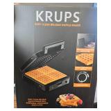 $60 Krups Breakfast Set Stainless Steel Waffle Maker, 4 Slices, 1200W