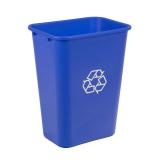 Amazon Basics Trash Can, Rectangular Wastebasket, 10 Gal, Blue
