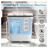 $50 Portable Twin Tub 18lbs Washing Machine with Drying Rack & Hangers