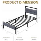 $86 Twin Bed Frame with Charging Station, LED Lights, WHITE/Cream Velvet He