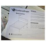 $86 Twin Bed Frame with Charging Station, LED Lights, WHITE/Cream Velvet He