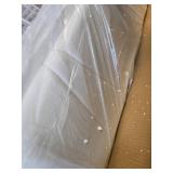 $86 Twin Bed Frame with Charging Station, LED Lights, WHITE/Cream Velvet He