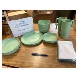 $50 23pcs Wheat Straw Unbreakable Dinnerware Set, Service for 4