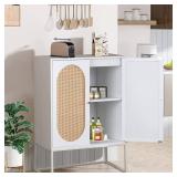$69 AWQM Natural Rattan 2-Door High Cabinet ANRC-W 26.77x15.75x41.34
