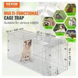 $80 VEVOR Live Animal Cage Trap, 42x16x18 Galvanized Iron, Foldable
