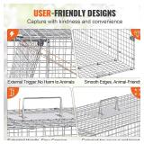 $80 VEVOR Live Animal Cage Trap, 42x16x18 Galvanized Iron, Foldable
