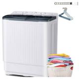 $160 32 lb Compact Mini Twin Tub Washer with Drying Rack & 10 Hangers
