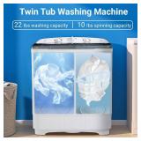 $160 32 lb Compact Mini Twin Tub Washer with Drying Rack & 10 Hangers