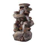 $379 40 in. Tall Outdoor 4-Tier Rock Water Fountain with LED Lights