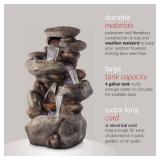 $379 40 in. Tall Outdoor 4-Tier Rock Water Fountain with LED Lights