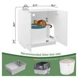 $170 Amunrbrek Cat Litter Box Enclosure with Hidden Storage, White