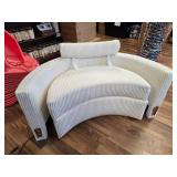 Box 2 of 2 White Corduroy Chair Part & Whole Ottoman, Tons of Pillows