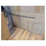 Box 2 of 2 White Corduroy Chair Part & Whole Ottoman, Tons of Pillows