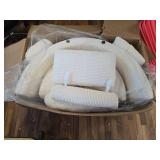 Box 2 of 2 White Corduroy Chair Part & Whole Ottoman, Tons of Pillows