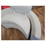 Box 2 of 2 White Corduroy Chair Part & Whole Ottoman, Tons of Pillows