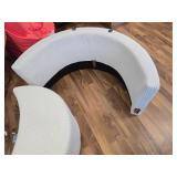 Box 2 of 2 White Corduroy Chair Part & Whole Ottoman, Tons of Pillows