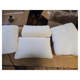 Box 2 of 2 White Corduroy Chair Part & Whole Ottoman, Tons of Pillows