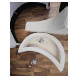 Box 2 of 2 White Corduroy Chair Part & Whole Ottoman, Tons of Pillows