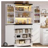 $100 WTINAPIG Kitchen Pantry Cabinet 72-Inch Tall Storage with Shelves LED