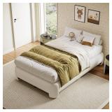$130 Cloud QUEEN Bed Frame, Boucle, Upholstered, No Box Spring, White