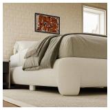 $130 Cloud QUEEN Bed Frame, Boucle, Upholstered, No Box Spring, White