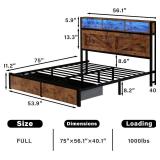 $170 Farmhouse QUEEN Bed Frame with Bookcase Headboard and Storage