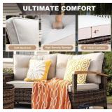 MEISSALIVVE Half-Moon Curved Chairs with Wooden Armrests