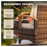 MEISSALIVVE Half-Moon Curved Chairs with Wooden Armrests