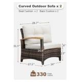 MEISSALIVVE Half-Moon Curved Chairs with Wooden Armrests