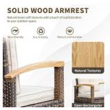 MEISSALIVVE Half-Moon Curved Chairs with Wooden Armrests