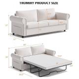 $570 Queen Pull-Out Sofa Bed - 83" Sleeper with Queen Mattress - Ivory