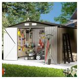 $400 8x10 Outdoor Metal Storage Shed - Steel, Double Lockable Door