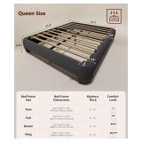 $160 Cloud Platform Queen Bed Frame, Dark Grey, No Box Spring