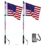 $120 2-Pack 5ft RF Remote RGB LED Whips Light for ATV/UTV Jeep