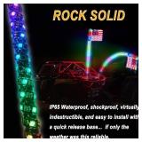 $120 2-Pack 5ft RF Remote RGB LED Whips Light for ATV/UTV Jeep