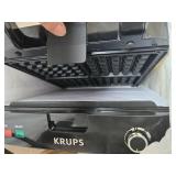 $60 Krups Breakfast Set Stainless Steel Waffle Maker, 4 Slices, 1200W