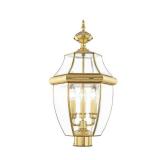 $109 Aston 23.5 in. 3-Light Polished Brass Post Light, Hardwired, No Bulbs