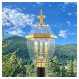 $109 Aston 23.5 in. 3-Light Polished Brass Post Light, Hardwired, No Bulbs