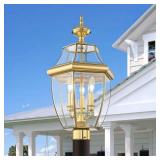 $109 Aston 23.5 in. 3-Light Polished Brass Post Light, Hardwired, No Bulbs