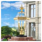 $109 Aston 23.5 in. 3-Light Polished Brass Post Light, Hardwired, No Bulbs