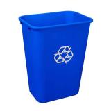 Amazon Basics Trash Can, Rectangular Wastebasket, 10 Gal, Blue