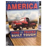 Ford Trucks Built Tough Retro Vintage Tin Sign 13 x 16in
