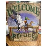 Duck Tin Sign: Welcome To Our Refuge - Funny Retro Lodge Plaque