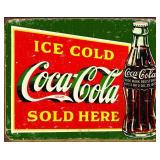 Desperate Enterprises Coca-Cola Ice Cold Green Tin Sign - USA