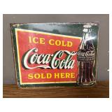Desperate Enterprises Coca-Cola Ice Cold Green Tin Sign - USA