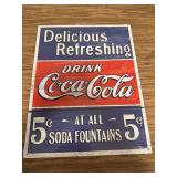 Desperate Enterprises Coca-Cola Tin Sign - 5 Cents Vintage Decor