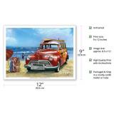 Surfin USA Retro Woodie Car with Surfboards Master Art Print 9x12