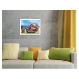 Surfin USA Retro Woodie Car with Surfboards Master Art Print 9x12