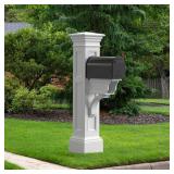 $298 Pemberly Row Weatherproof Traditional Plastic Mail Post in White