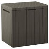 Keter City 30-Gallon Resin Outdoor Storage Box & Side Table, WOOD Grain